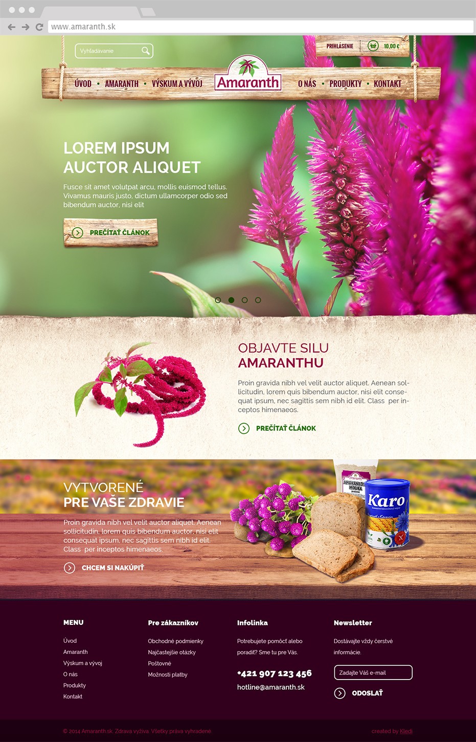 Amaranth website in browser showcase